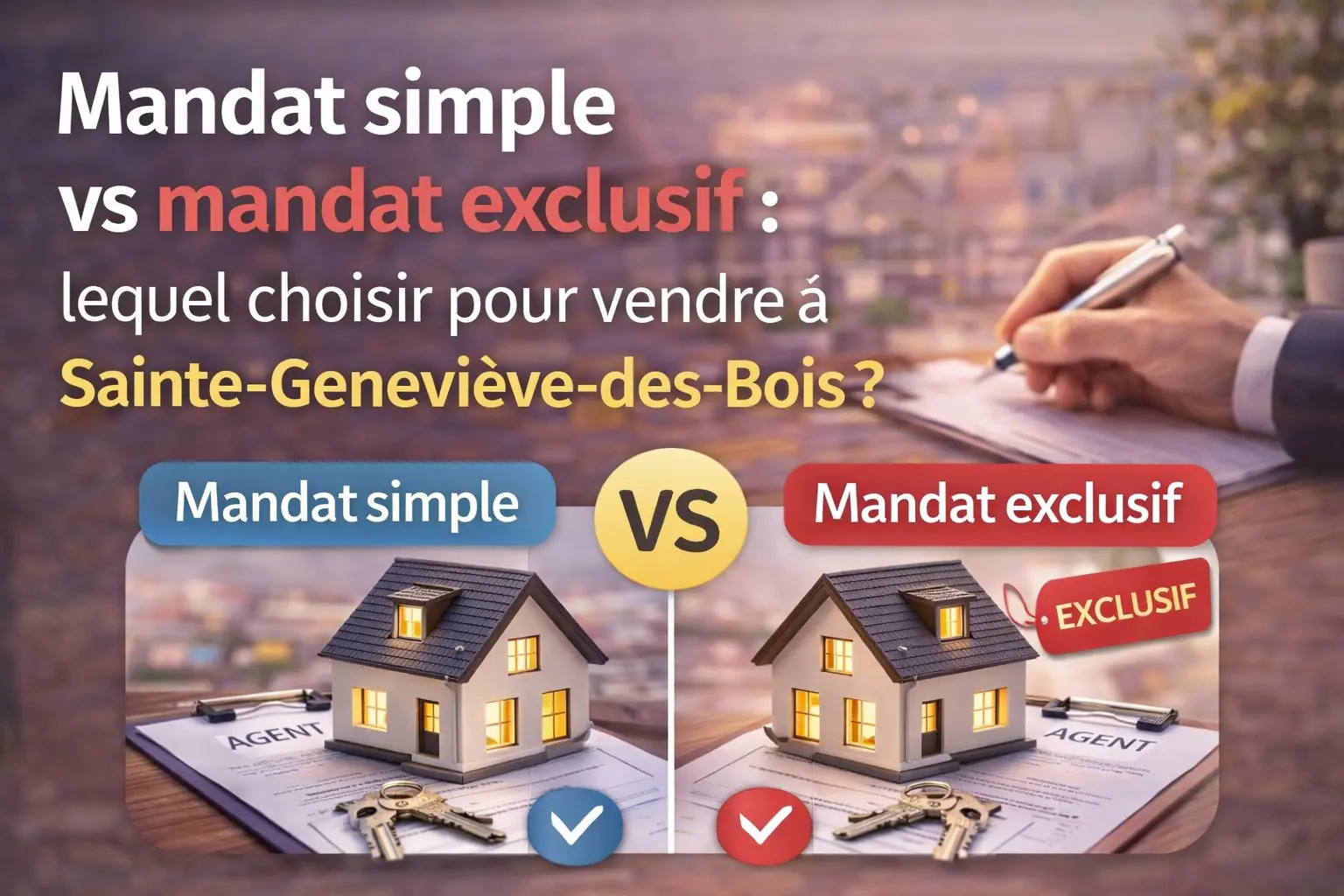 Mandat simple vs mandat exclusif : lequel choisir pour vendre à Sainte-Geneviève-des-Bois